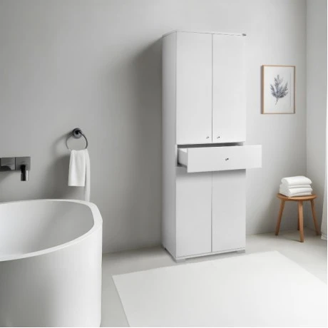 Diamond Megapap double-leaf wardrobe in white gloss color 60x38x187cm.