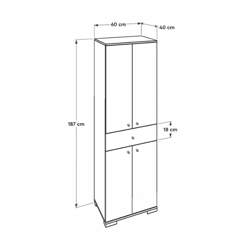 Diamond Megapap double-leaf wardrobe in white color 60x38x187cm.
