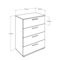 Trendline Megapap chest of drawers in white color 73x44x96cm.