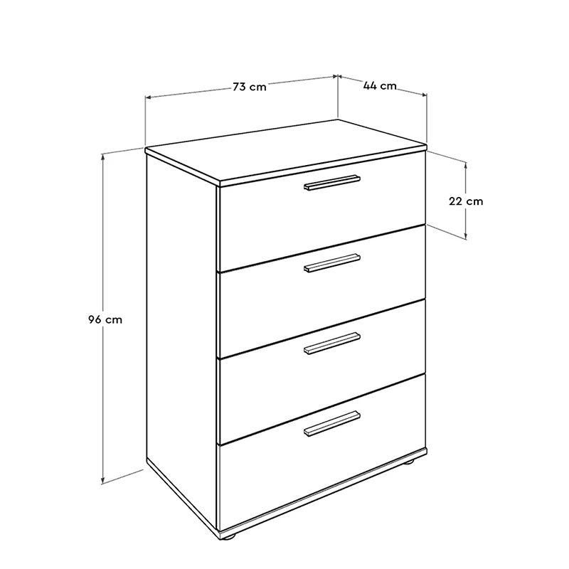 Trendline Megapap chest of drawers in white color 73x44x96cm.
