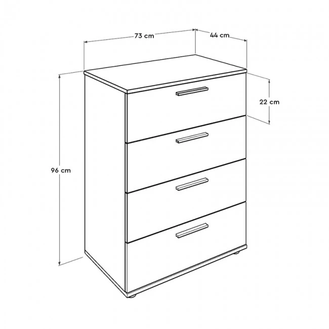 Trendline Megapap chest of drawers in walnut color 73x44x96cm.
