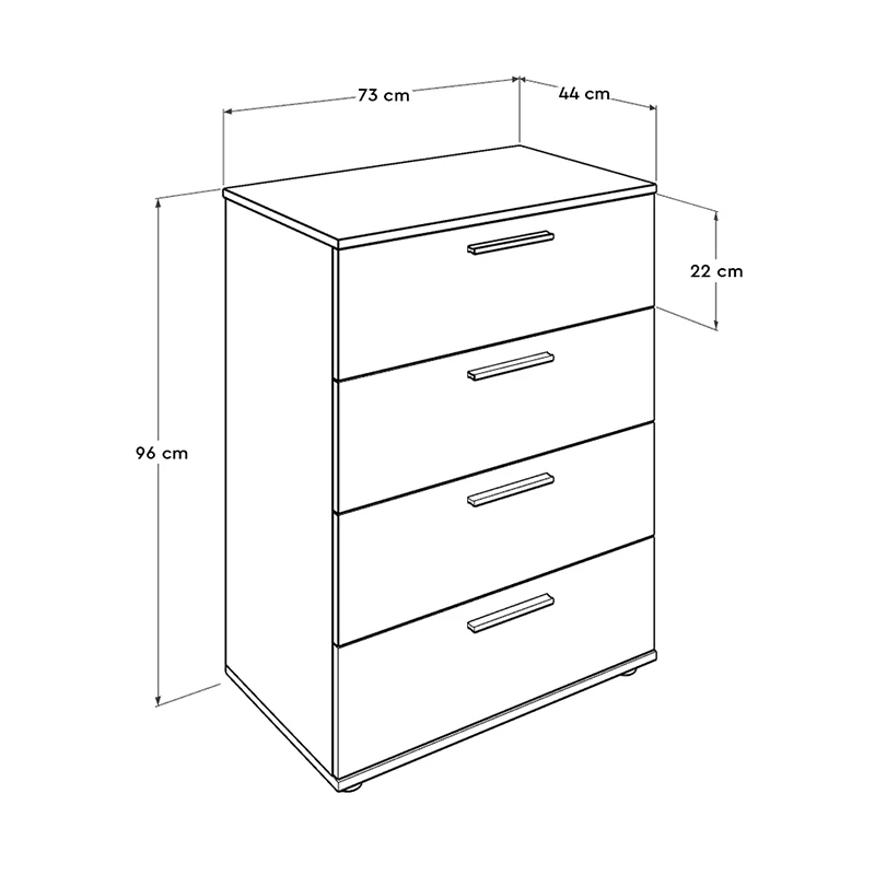 Trendline Megapap chest of drawers in walnut color 73x44x96cm.