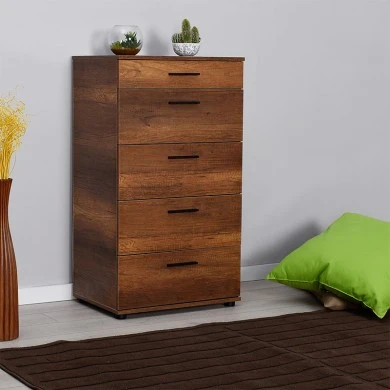 Trendline Megapap chest of drawers in walnut color 60x44x108cm.