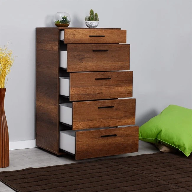 Trendline Megapap chest of drawers in walnut color 60x44x108cm.