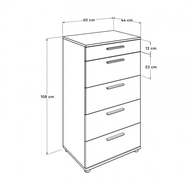 Trendline Megapap chest of drawers in walnut color 60x44x108cm.