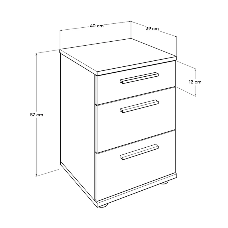 Trendline Megapap nightstand - chest of drawers in walnut color 40x39x57cm.
