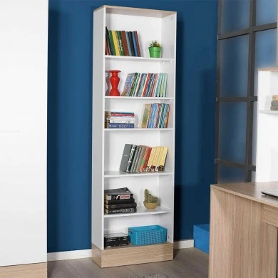 Base Megapap bookcase in oak - white color 60x26x197cm.