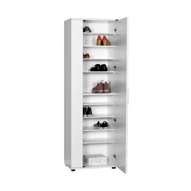 Porto Megapap single-leaf wardrobe with mirror - shoe rack of 30 pairs in white 60x36x187cm.