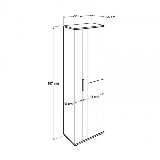 Porto Megapap single-leaf wardrobe with mirror - shoe rack of 30 pairs in white 60x36x187cm.