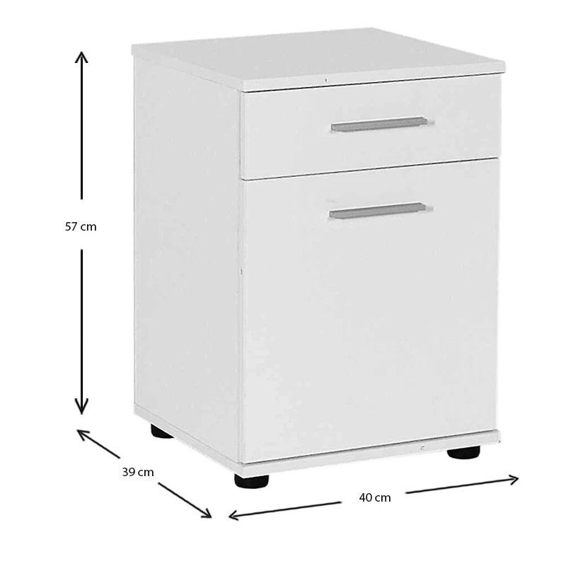 Trendline Megapap bedside table in white color 40x39x57cm.