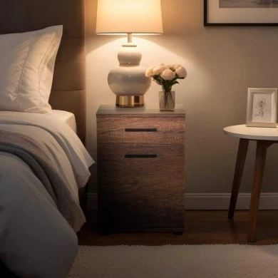 Trendline Megapap bedside table in walnut color 40x39x57cm.