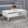 Slide Megapap melamine coffee table in white color 110x65x42cm.