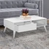 Slide Megapap melamine coffee table in white color 110x65x42cm.