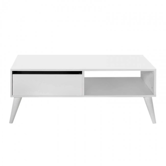 Slide Megapap melamine coffee table in white color 110x65x42cm.