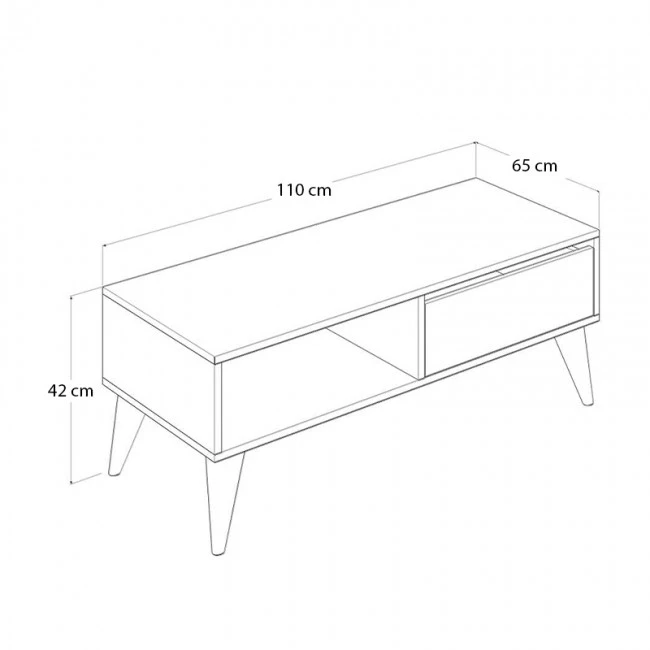 Slide Megapap melamine coffee table in white color 110x65x42cm.