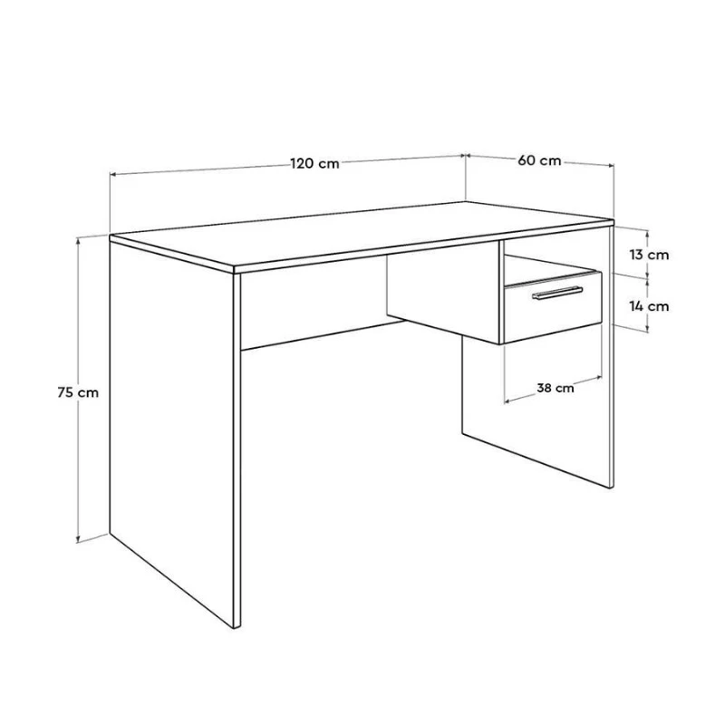 Concept Megapap melamine desk in antracite color 120x60x75cm.