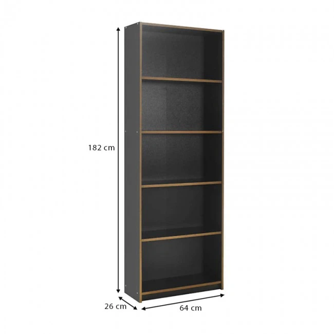 Max Megapap bookcase in anthracite color 64x26x182cm.