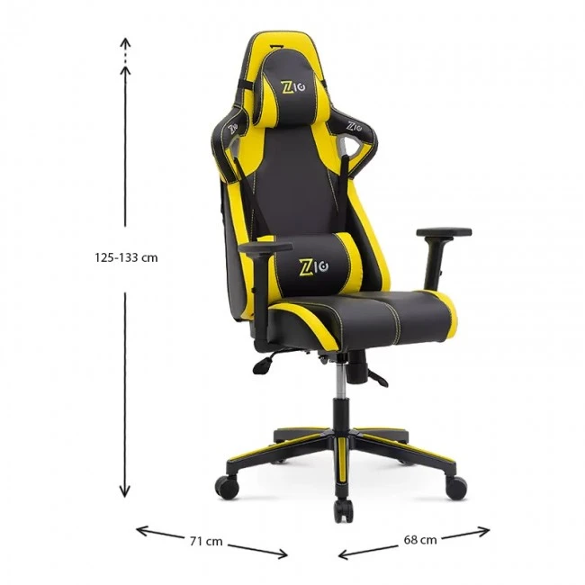GAMING VORTEX MEGAPAP office gamind chair in yellow - black color 68x71x125/133cm.