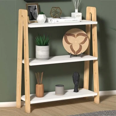 Como Megapap melamine bookcase in white - oak color 63x22x80cm.