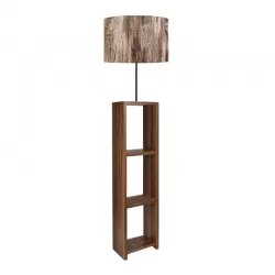 Φωτιστικό δαπέδου Launo Megapap υφασμάτινο Pvc/MDF χρώμα καφέ/καρυδί 38x38x150εκ.