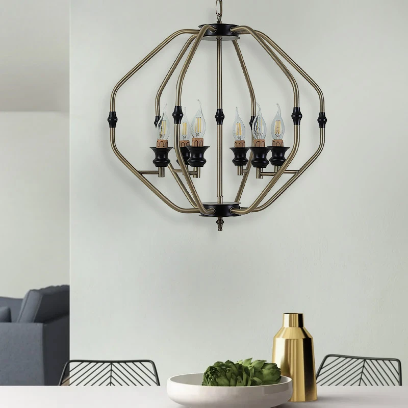 Flawless Megapap metallic six-light ceiling light in golden color 55x55x75cm.