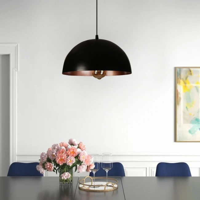 Zalika Megapap metallic single-light ceiling light in black color 30x15x80cm.