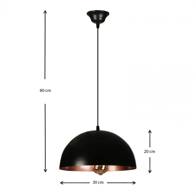 Zalika Megapap metallic single-light ceiling light in black color 30x15x80cm.