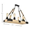 Brandy Megapap wood/metal/rope six-light ceiling light in natural - black color 70x40x80cm.