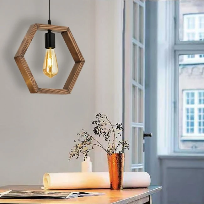 Annabelle Megapap wooden single-light ceiling light in walnut color 25x70cm.