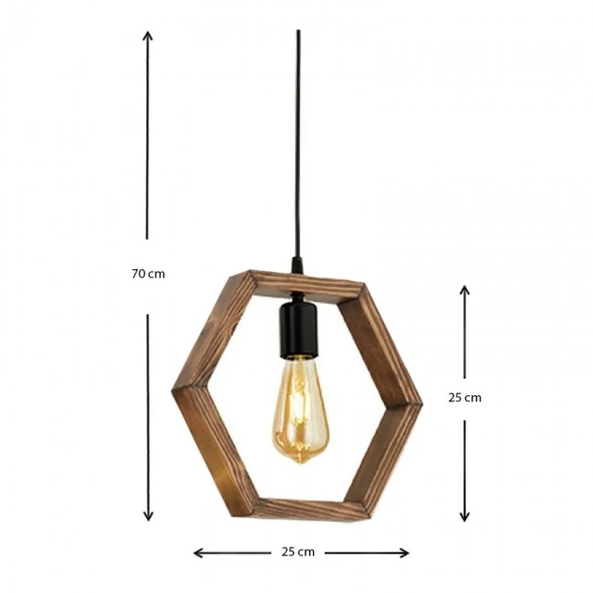 Annabelle Megapap wooden single-light ceiling light in walnut color 25x70cm.