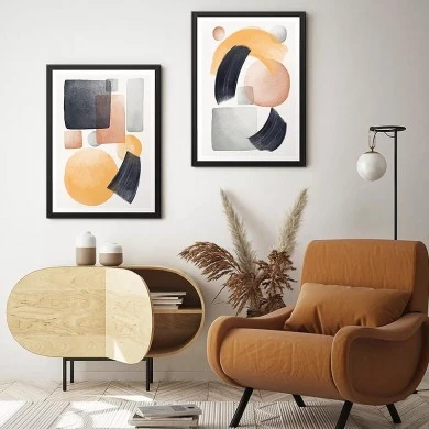 "Shapes" Megapap painting of two pieces in frame 35x45x2cm.