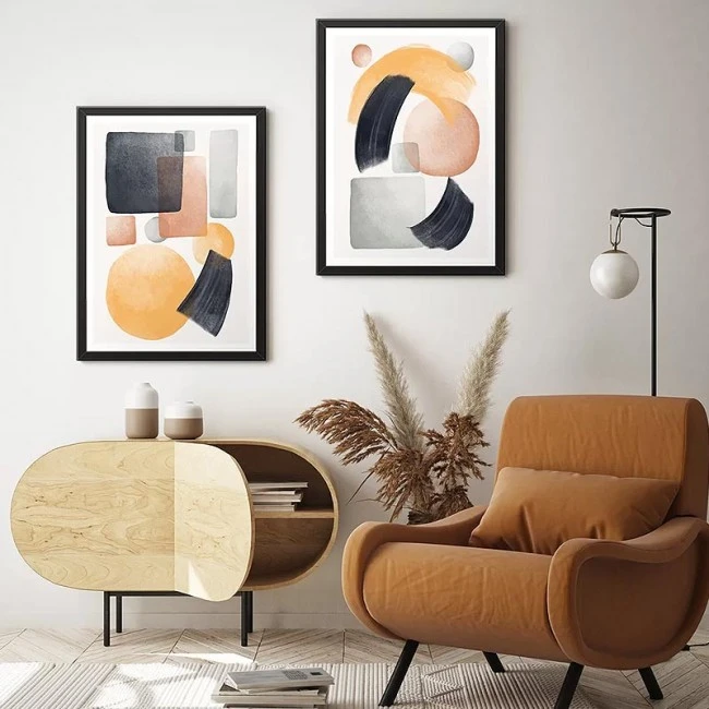 "Shapes" Megapap painting of two pieces in frame 35x45x2cm.