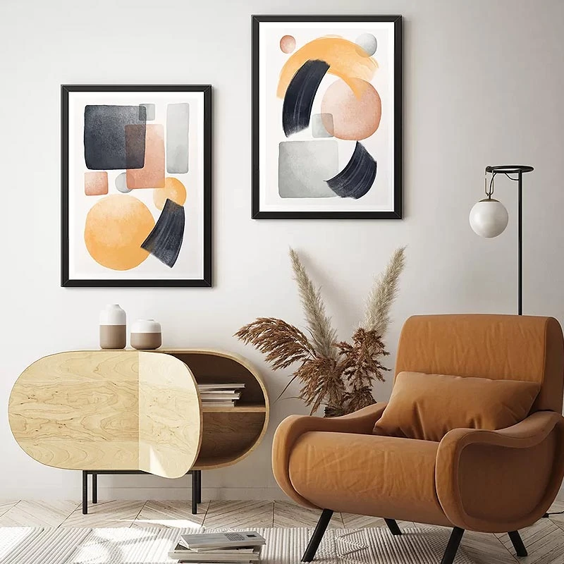 "Shapes" Megapap painting of two pieces in frame 35x45x2cm.