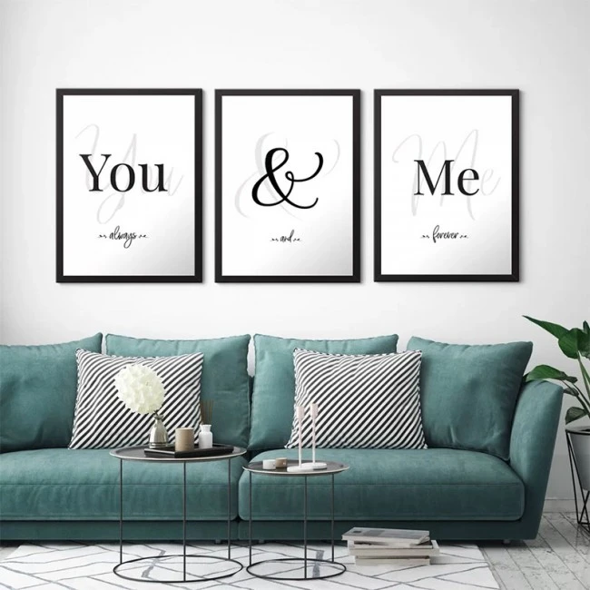 "Together" Megapap painting of three pieces in frame 35x45x2cm.