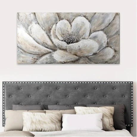 "Silver Flowers" Megapap painting on canvas digital printing 140x70x3cm.