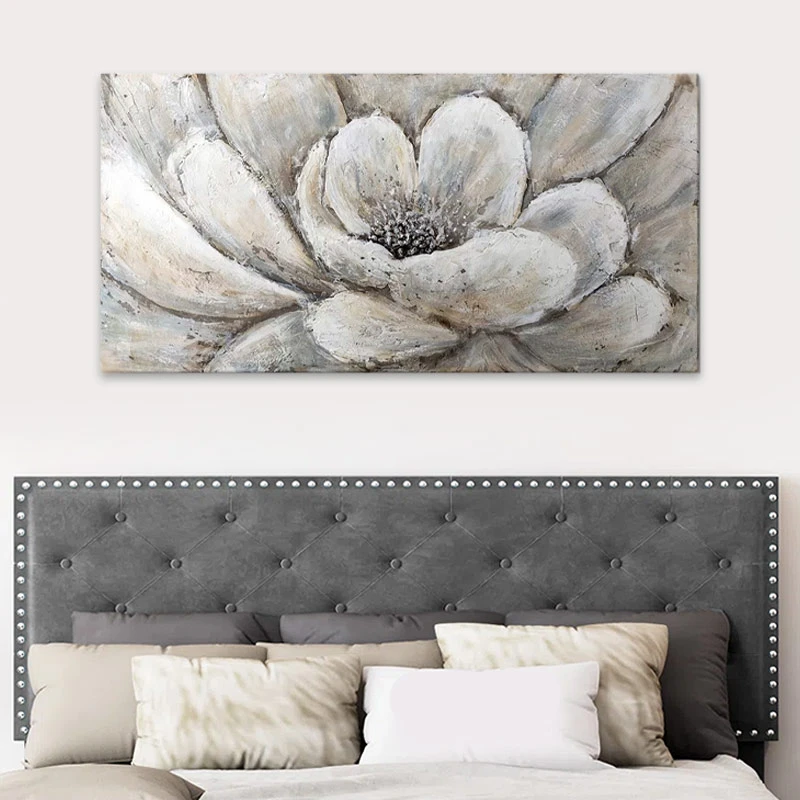 "Silver Flowers" Megapap painting on canvas digital printing 140x70x3cm.