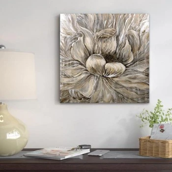 "Golden Flowers" Megapap painting on canvas digital printing 50x50x3cm.