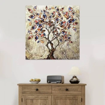 "Tree And Leaves" Megapap painting on canvas digital printing 100x100x3cm.
