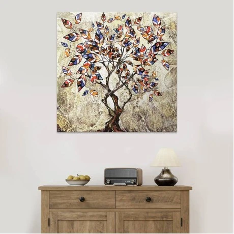 "Tree And Leaves" Megapap painting on canvas digital printing 100x100x3cm.
