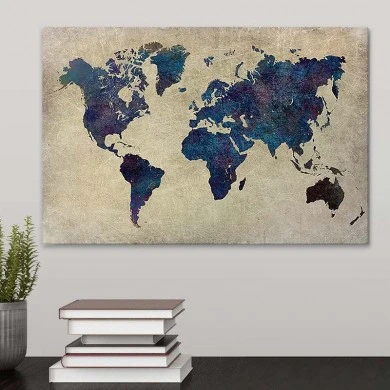 "World Map" Megapap painting on canvas digital printing 75x50x3cm.