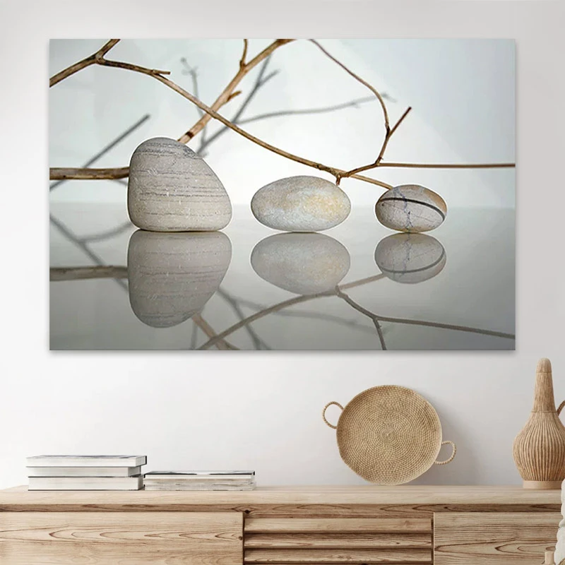 "Stones and Branches" Megapap painting on canvas digital printing 90x60x3cm.