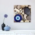 Πίνακας σε καμβά "Evil Eye Beads And Stones" Megapap ψηφιακής εκτύπωσης 50x50x3εκ.