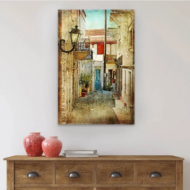 "Neighborhood" Megapap painting on canvas digital printing 40x60x3cm.