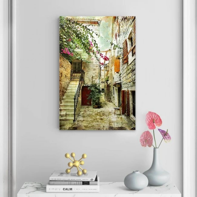 "Picturesque Neighborhood" Megapap painting on canvas digital printing 40x60x3cm.