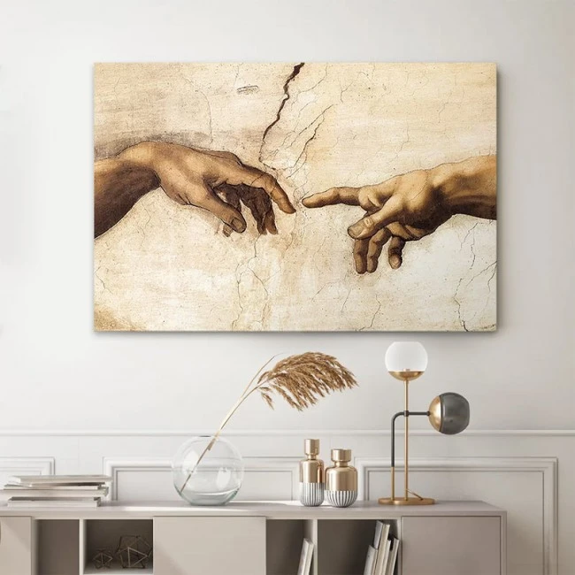"The Creation of Adam" Megapap painting on canvas digital printing 100x70x3cm.