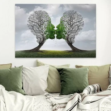 "Trees Growing With Love" Megapap painting on canvas digital printing 75x50x3cm.