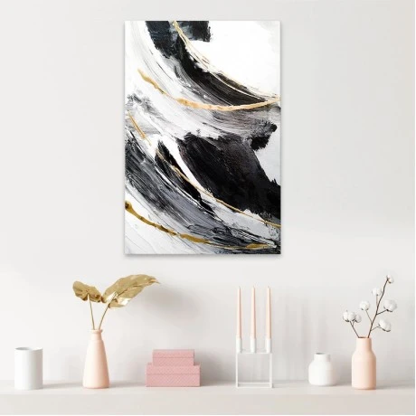 "Golden And Silver Reflections" Megapap painting on canvas digital printing 50x75x3cm.