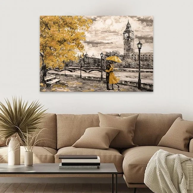 "Big Ben And Yellow Leaves" Megapap painting on canvas digital printing 75x50x3cm.