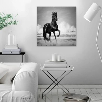 "Black Horse" Megapap painting on canvas digital printing 60x60x3cm.