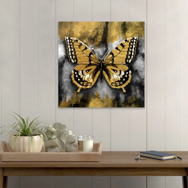 "Golden Butterfly" Megapap painting on canvas digital printing 60x60x3cm.